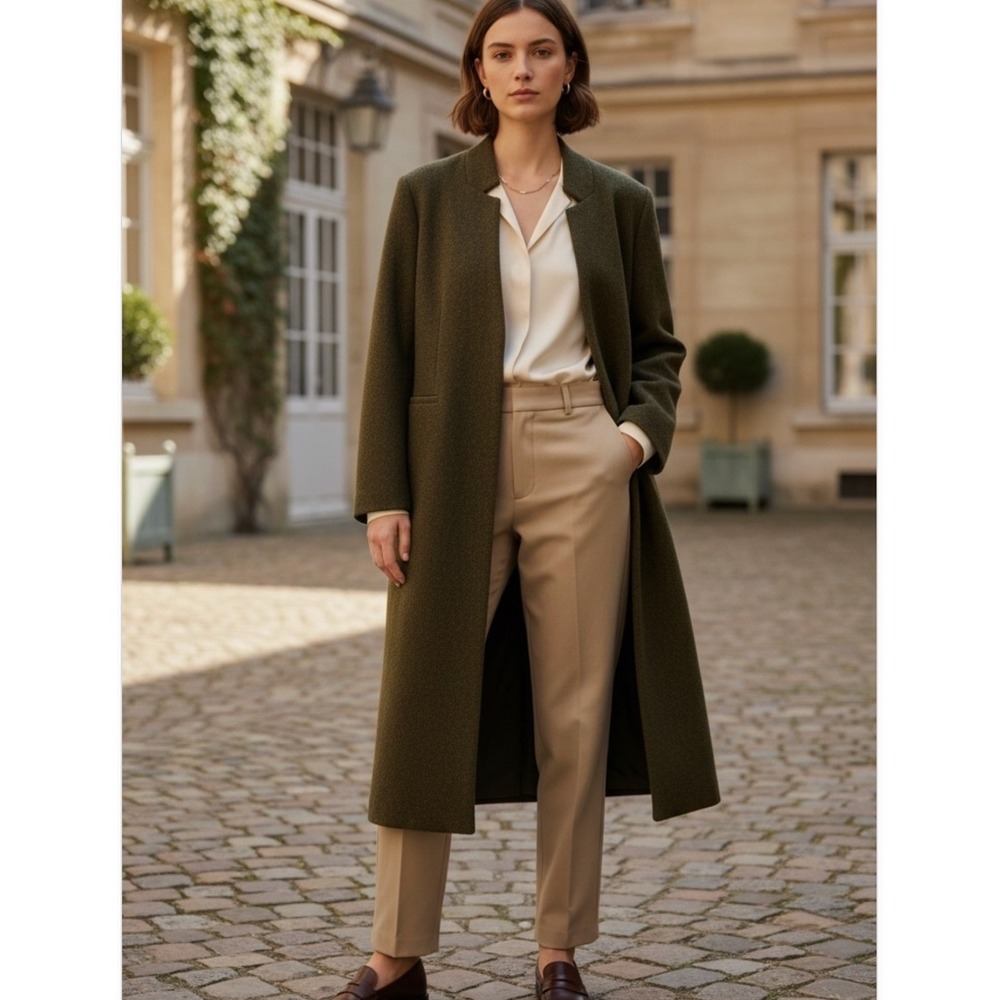 NWT ZARA Minimalist Wool Blend Jacket Women's Size L Brown Scandi Style